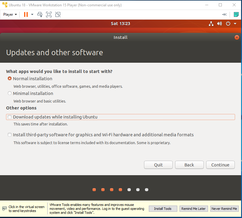 Ubuntu - VMware-Installatietype