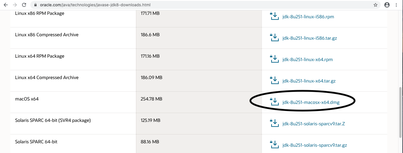 Java 8 - Mac - Download Options