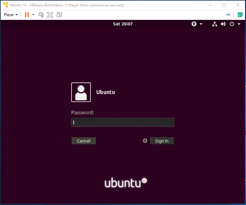 Ubuntu-VMware-Inicio de sesión