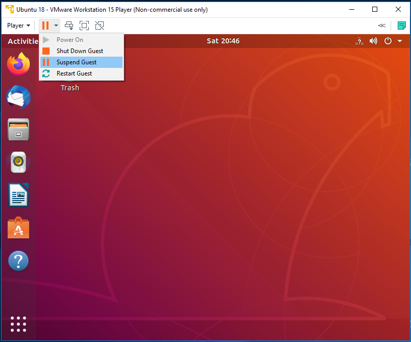 Ubuntu - VMware - suspendare