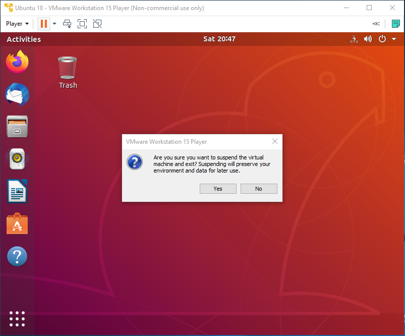 Ubuntu - VM - Suspension