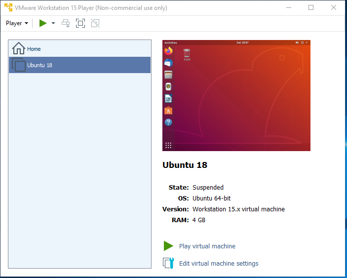 Ubuntu - VMware - Suspended