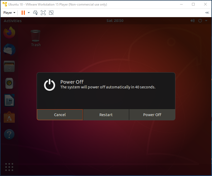 Ubuntu-VMware-kikapcsolás