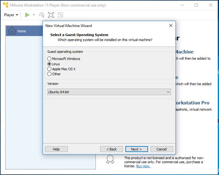 Ubuntu - VMware - Select OS