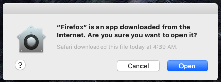 Mozilla Firefox - Mac - Launch Permission Mozilla Firefox - Mac - Launch Permission