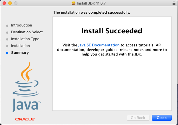 Java 11 - Mac - Installation Success