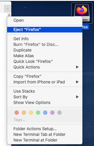 Mozilla Firefox - Mac - Unmount