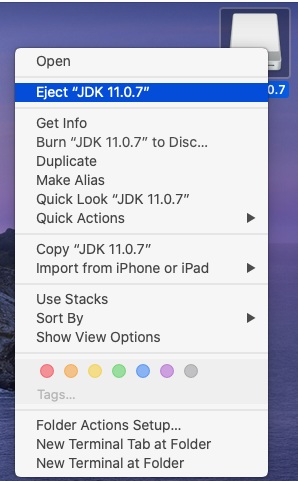 Java 11 - Mac - Unmount
