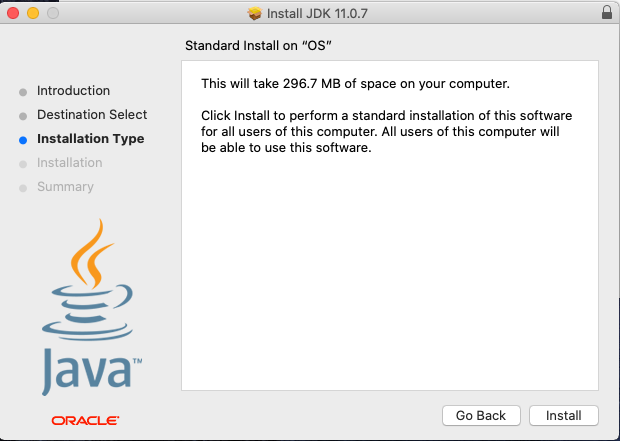 Java 11 - Mac - Installation Type Java 11 - Mac - Installation Type