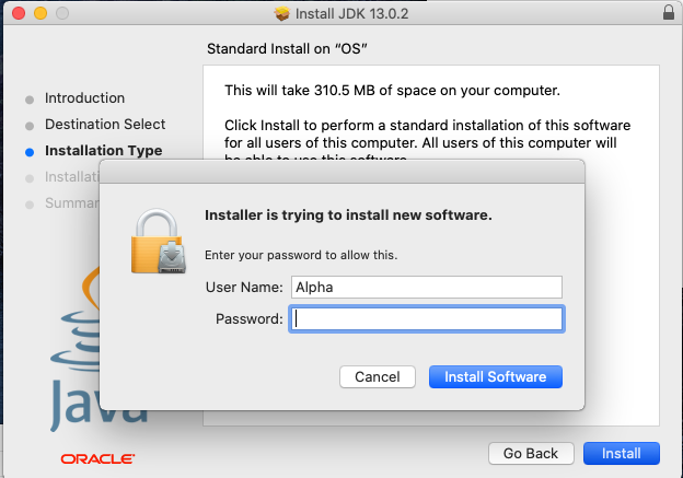 Java 13 - Mac - Install - Permission