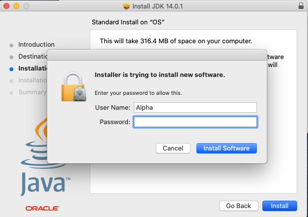 Java 14 - Mac - Install - Permission