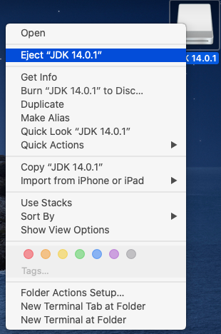 Java 14 - Mac - Unmount