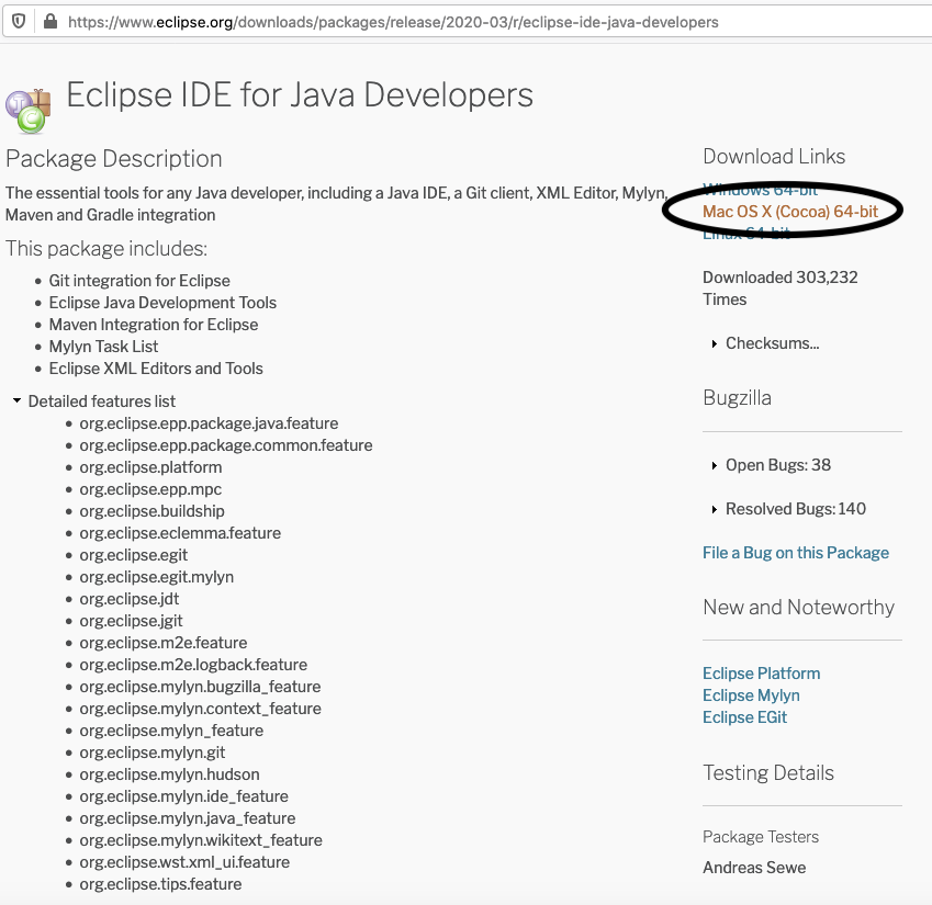 Eclipse for Java - Mac - Features