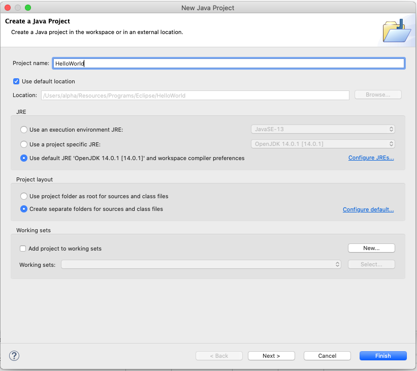 Eclipse for Java - Mac - Configure Project