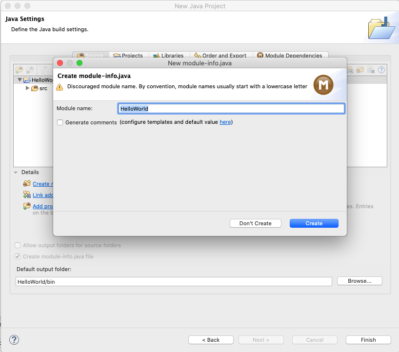 Eclipse for Java - Mac - Module Info