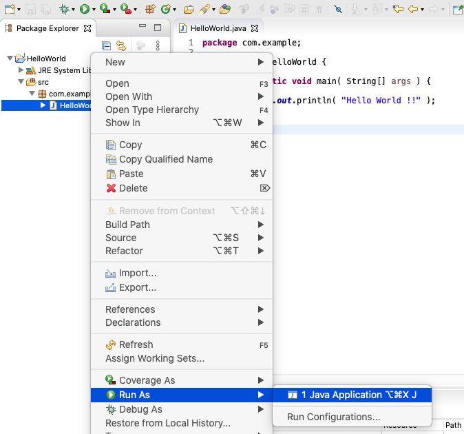 Eclipse for Java - Mac - Execute
