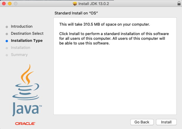 Java 13 - Mac - Install - Type