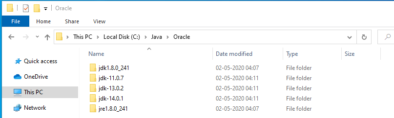 Multiple Java - Windows 10 - All