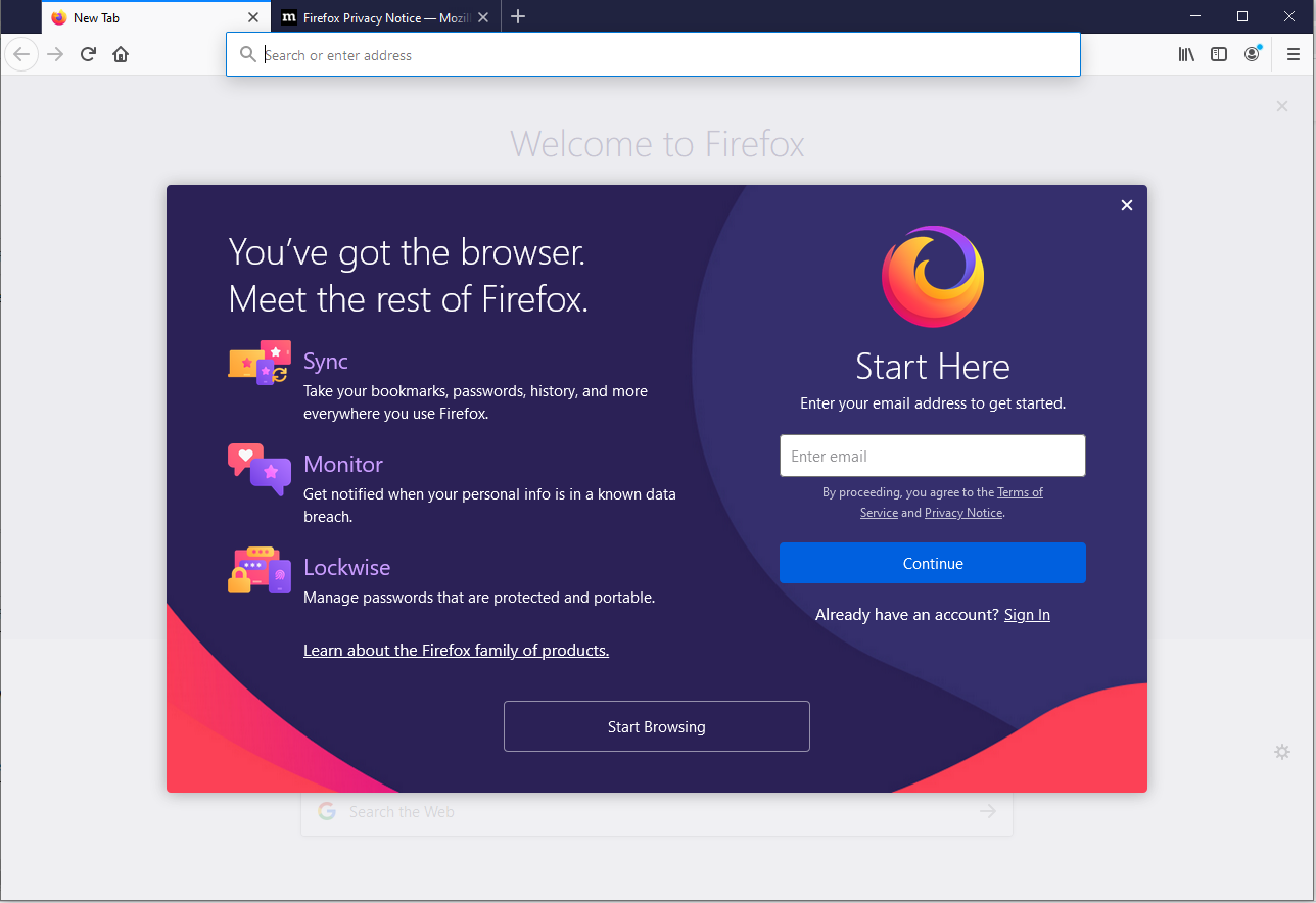 Mozilla Firefox - Windows - Welcome