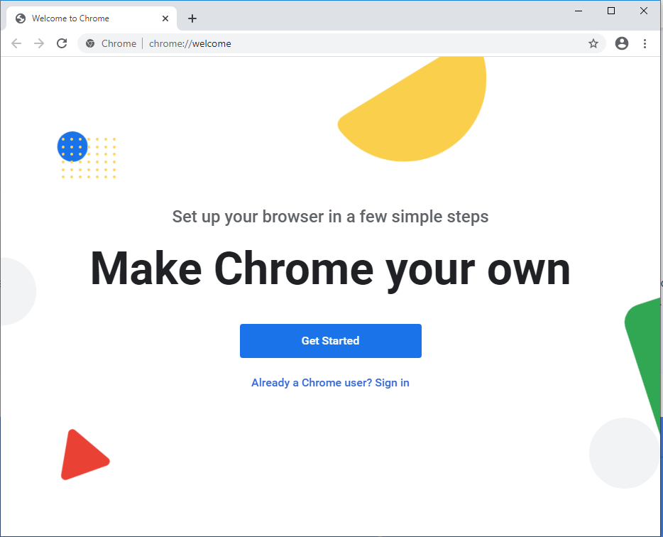 Google Chrome - Windows 10 - Welcome