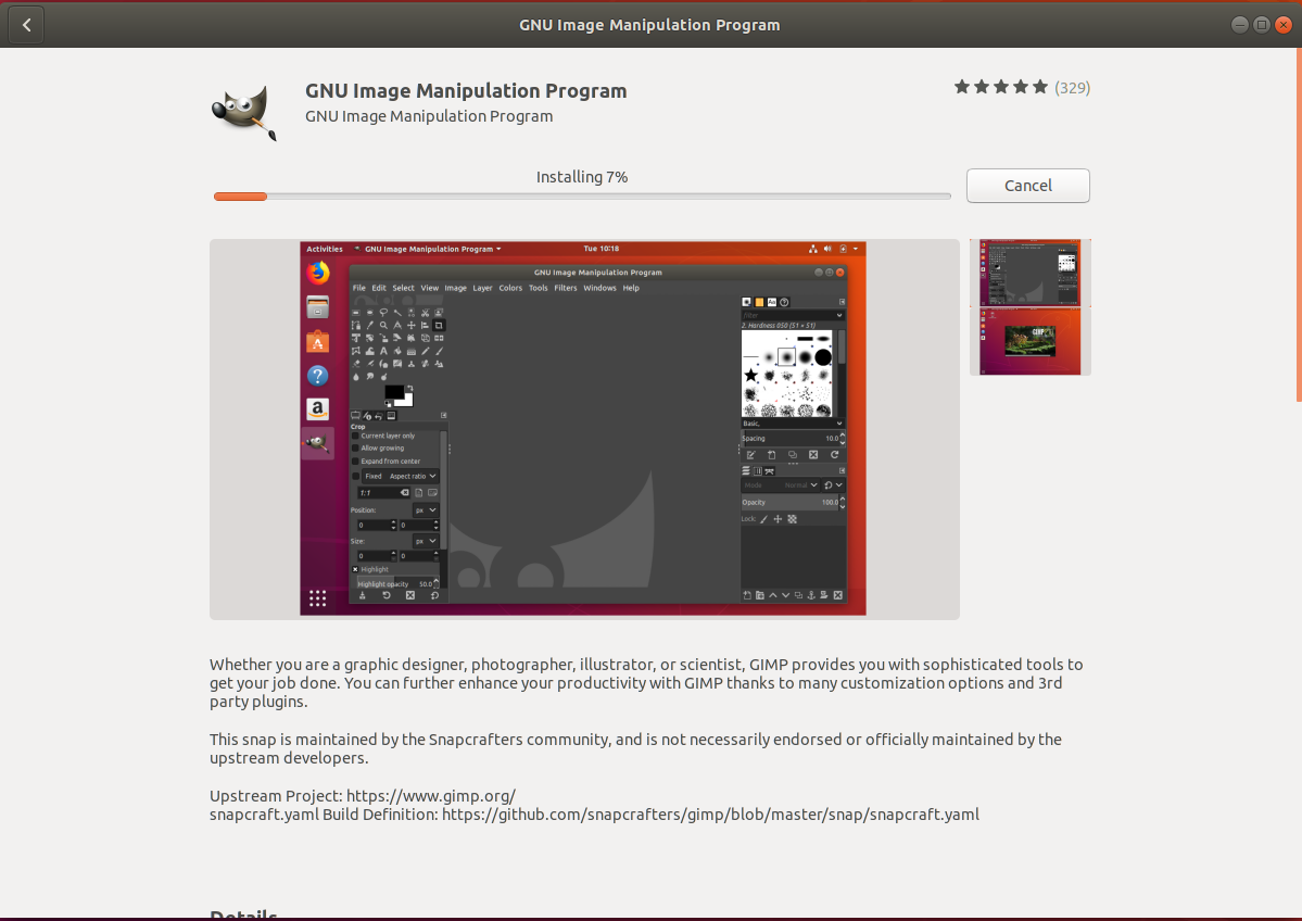 GIMP on Ubuntu - Progress