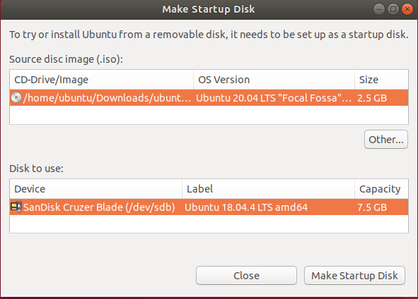 Bootable USB of Ubuntu - Startup Disk Creator