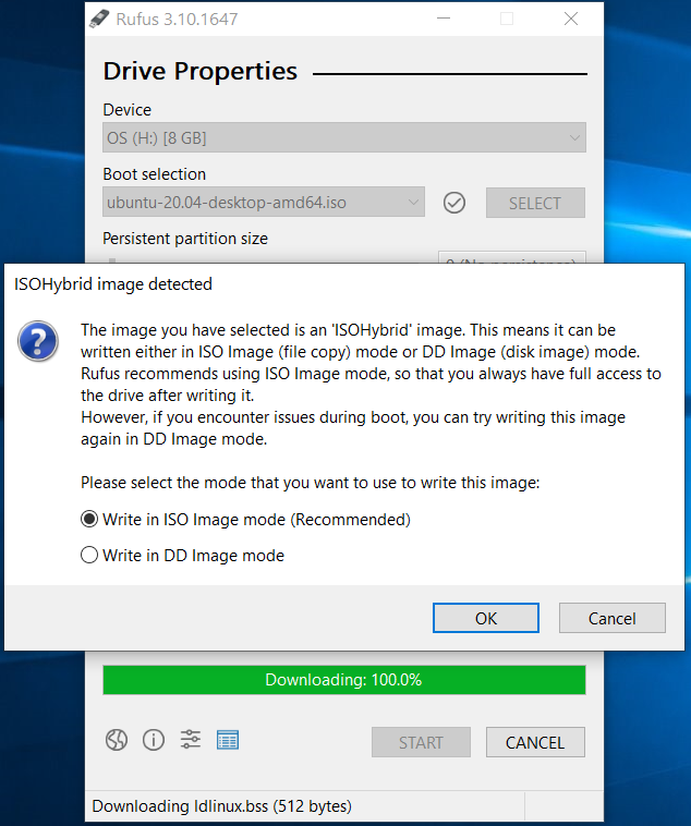 Bootable USB - Ubuntu 20.04 LTS - Rufus Mode