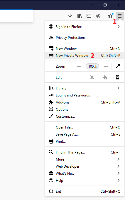 Incognito In Firefox - Open Window