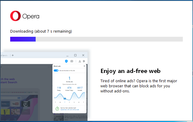 Install Opera On Windows - Progress
