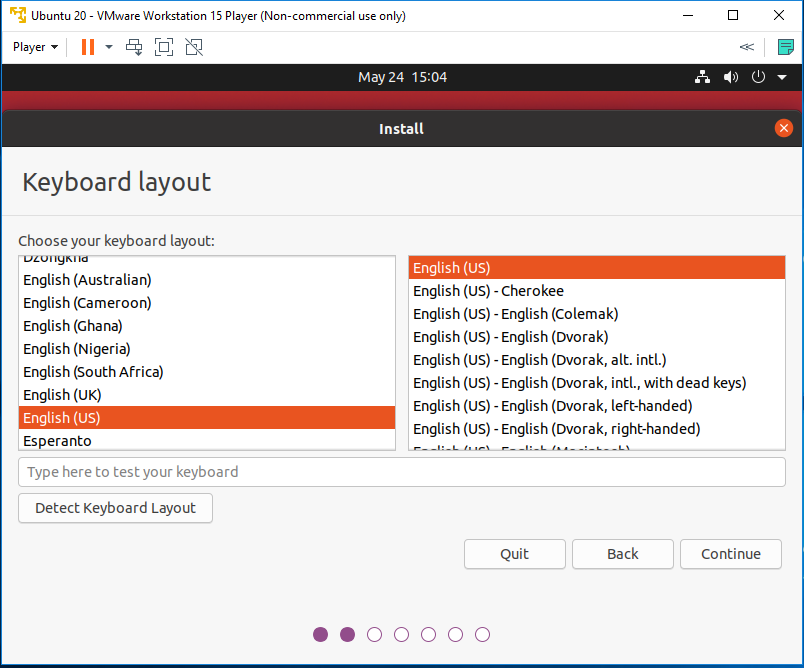 Ubuntu 20.04 LTS on Windows using VMware - Keyboard Layout