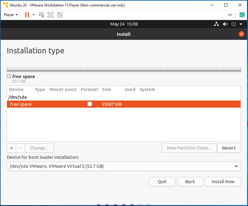 Ubuntu 20.04 LTS on Windows using VMware - Root Drive