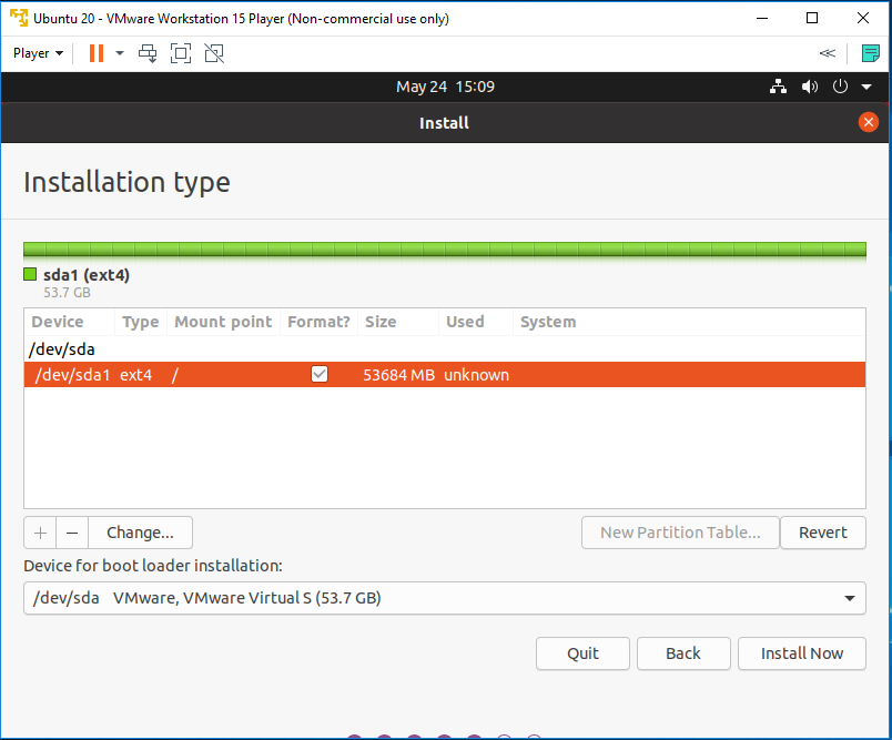 Ubuntu 20.04 LTS on Windows using VMware - Root Drive