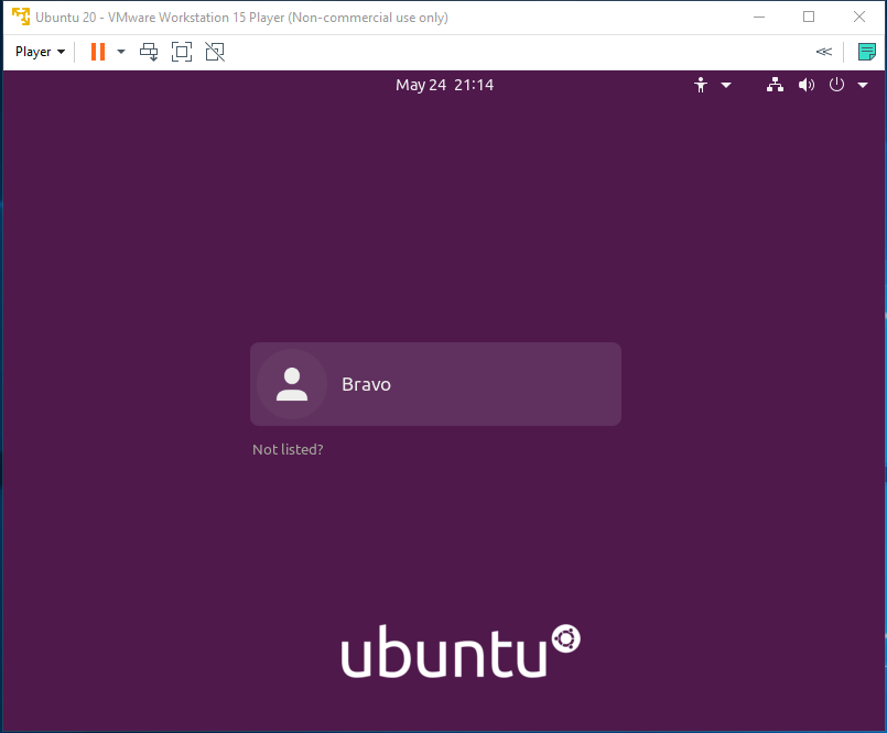 Ubuntu 20.04 LTS on Windows using VMware - Login
