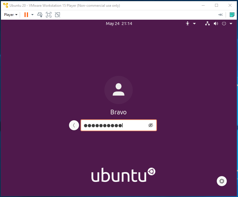 Ubuntu 20.04 LTS on Windows using VMware - Login