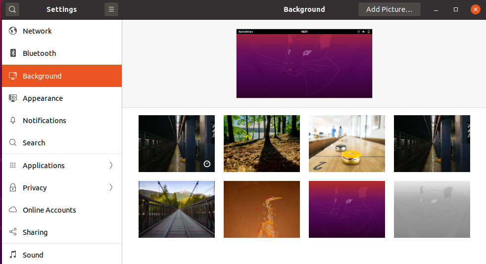 Change Background - Ubuntu 20.04 - Background Settings