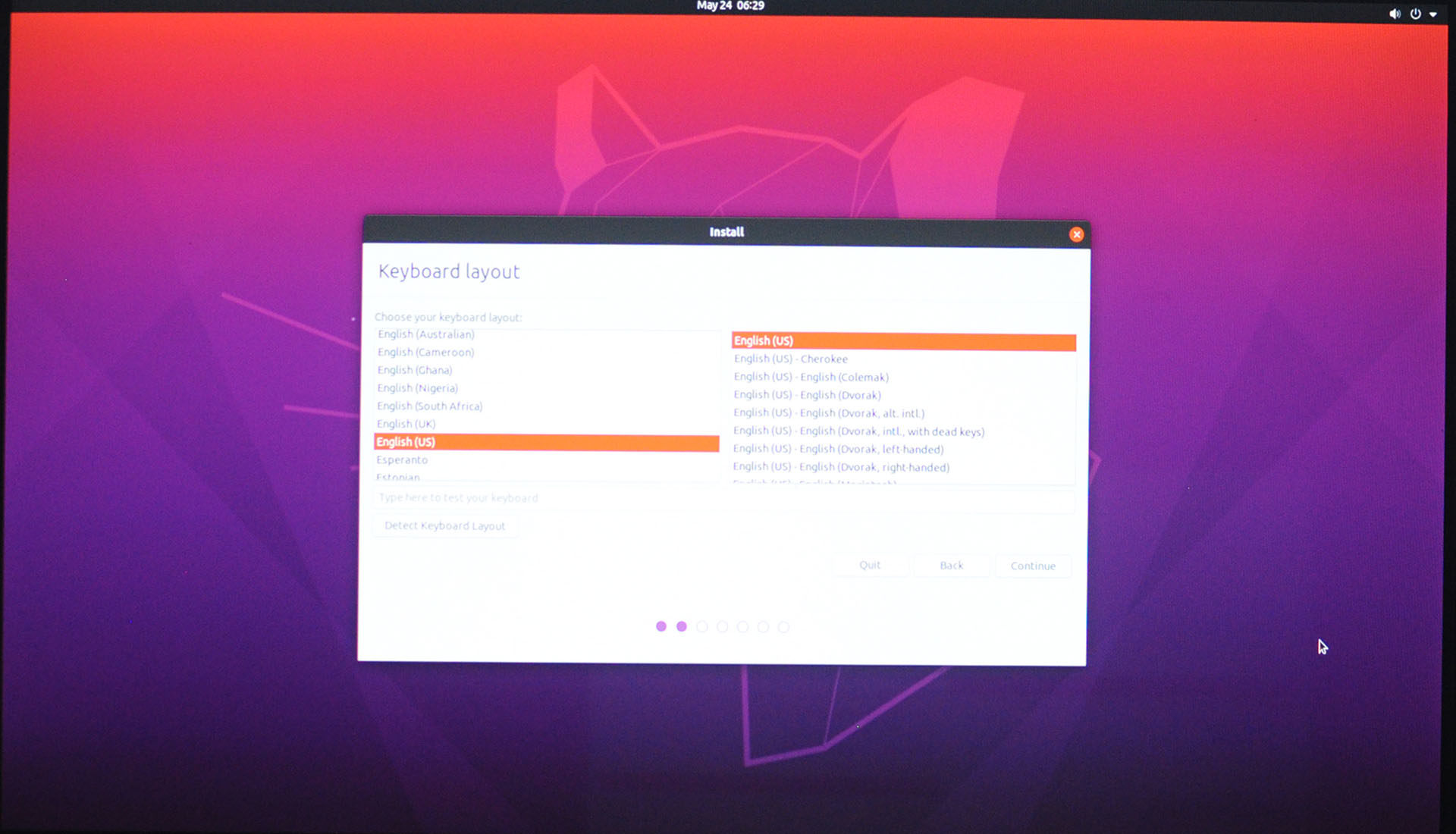 Install Ubuntu 20.04 LTS - Keyboard Layout