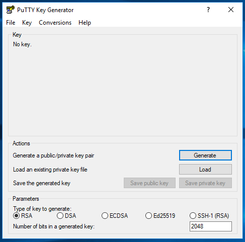 Ubuntu 20.04 LTS On AWS EC2 - Putty Key Gen Defaults