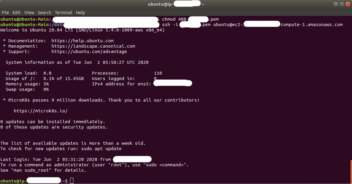 Ubuntu 20.04 LTS On AWS EC2 - Terminal