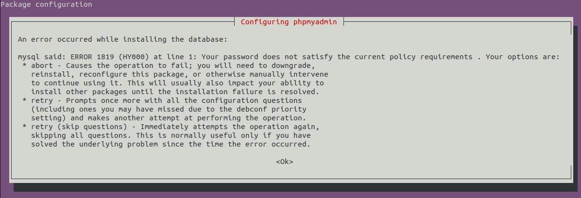 Install phpMyAdmin On Ubuntu 20.04 LTS - Password Error Install phpMyAdmin On Ubuntu 20.04 LTS - Password Error
