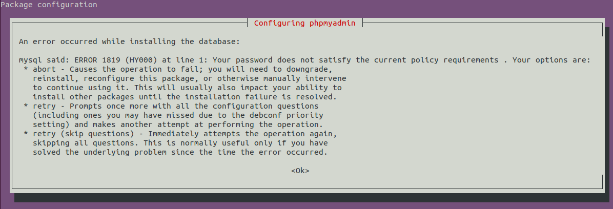 Install phpMyAdmin On Ubuntu 20.04 LTS - Password Error