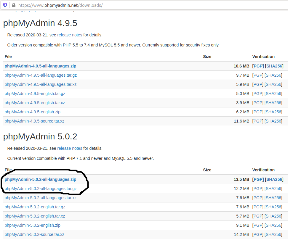 Install phpMyAdmin On Ubuntu 20.04 LTS - Download