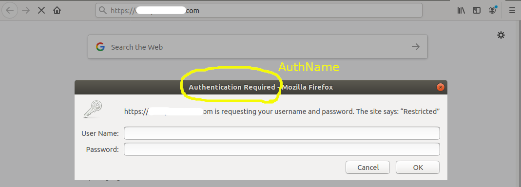 Basic Authentication - Apache - Auth Dialog