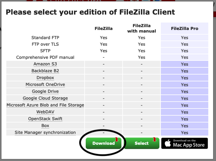 Install FileZilla On macOS Catalina - Download Options