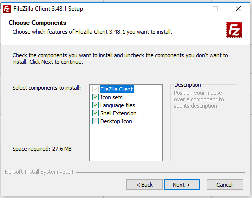 Install FileZilla On Windows 10 - Installation Components