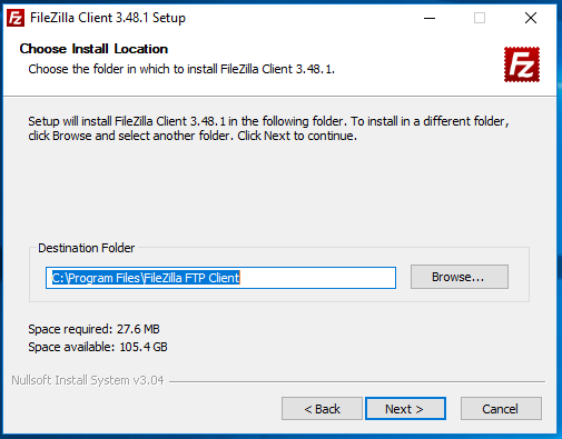 Install FileZilla On Windows 10 - Installation Path