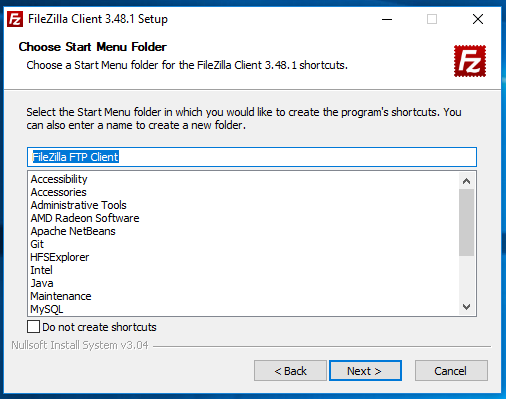 Install FileZilla On Windows 10 - Configure Start Menu