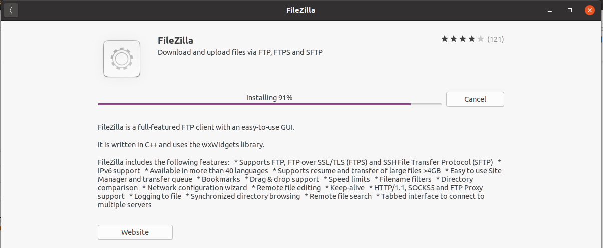 Install FileZilla On Ubuntu 20.04 LTS - Installation Progress Install FileZilla On Ubuntu 20.04 LTS - Installation Progress