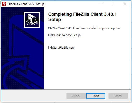 Install FileZilla On Windows 10 - Installation Complete