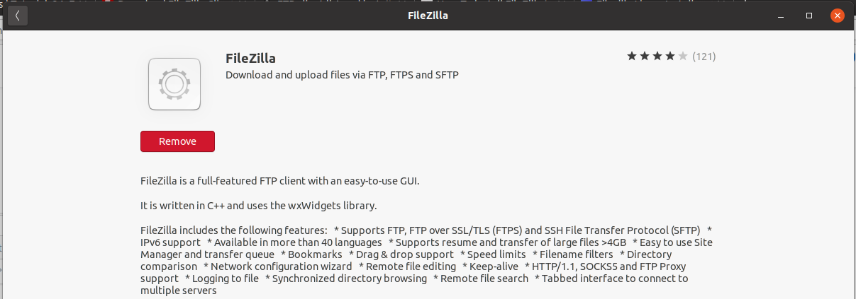 Install FileZilla On Ubuntu 20.04 LTS - Installed