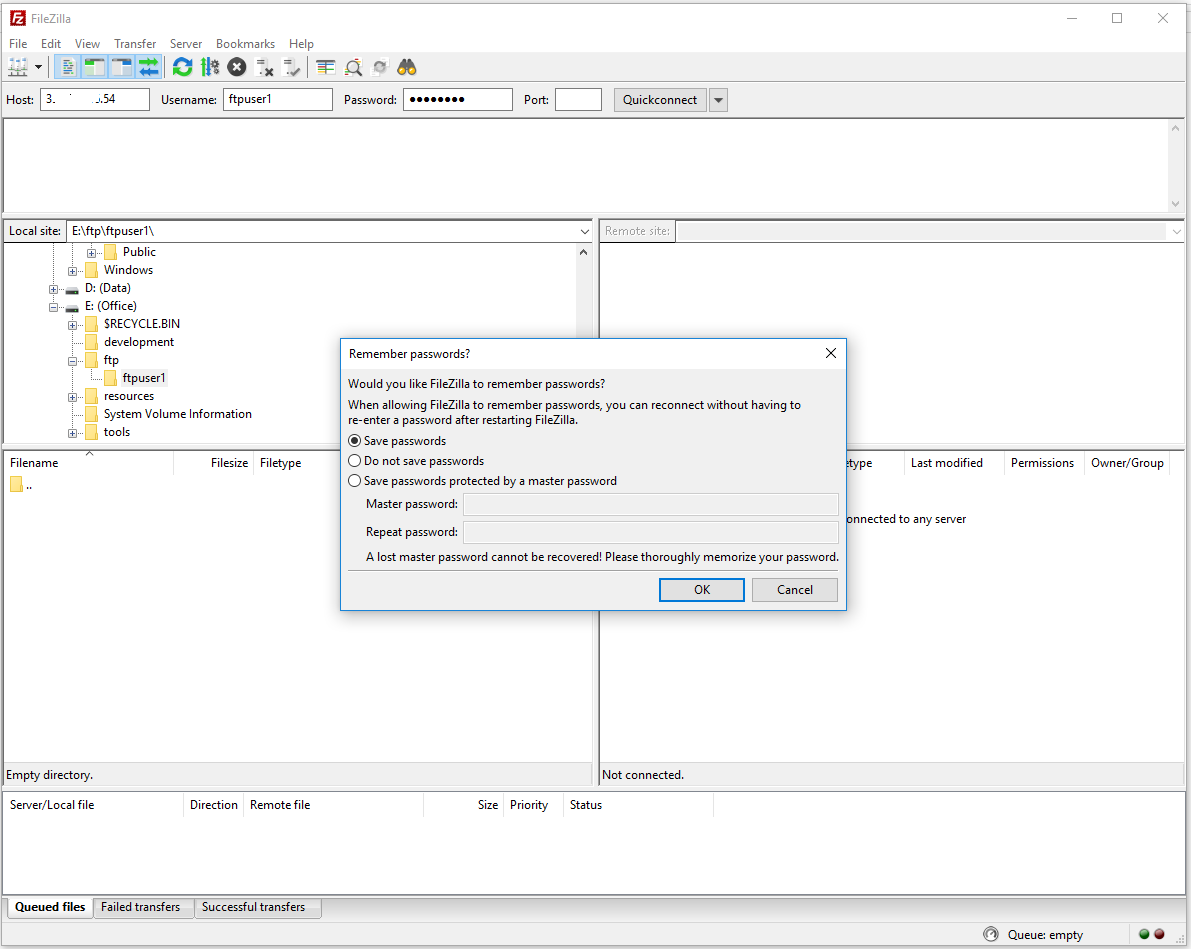 Install FileZilla On Windows 10 - Store Passwords